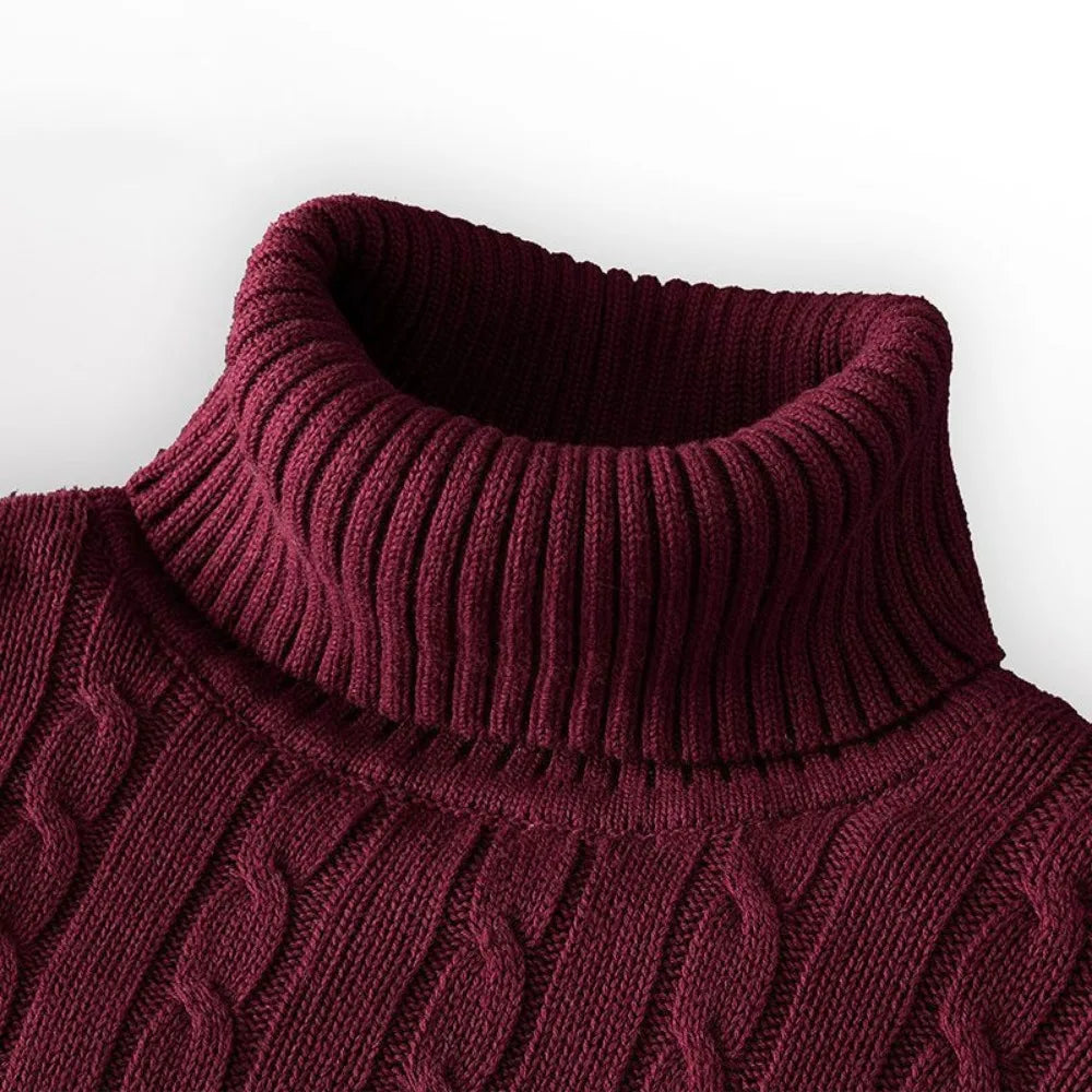 Nuevo suéter de cuello alto para hombre – Jersey de punto en color sólido, prenda casual elástica para otoño e invierno