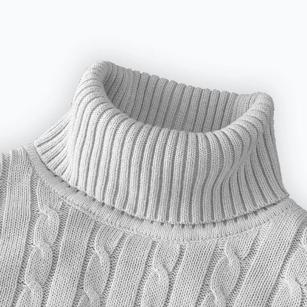 Nuevo suéter de cuello alto para hombre – Jersey de punto en color sólido, prenda casual elástica para otoño e invierno