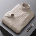 Nuevo suéter de cuello alto para hombre – Jersey de punto en color sólido, prenda casual elástica para otoño e invierno