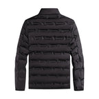 Chaqueta de plumón autocalentable con grafeno para hombre: estilo plisado sólido, a prueba de viento y cuello alto, clásica y cálida para el invierno