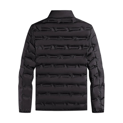 Chaqueta de plumón autocalentable con grafeno para hombre: estilo plisado sólido, a prueba de viento y cuello alto, clásica y cálida para el invierno