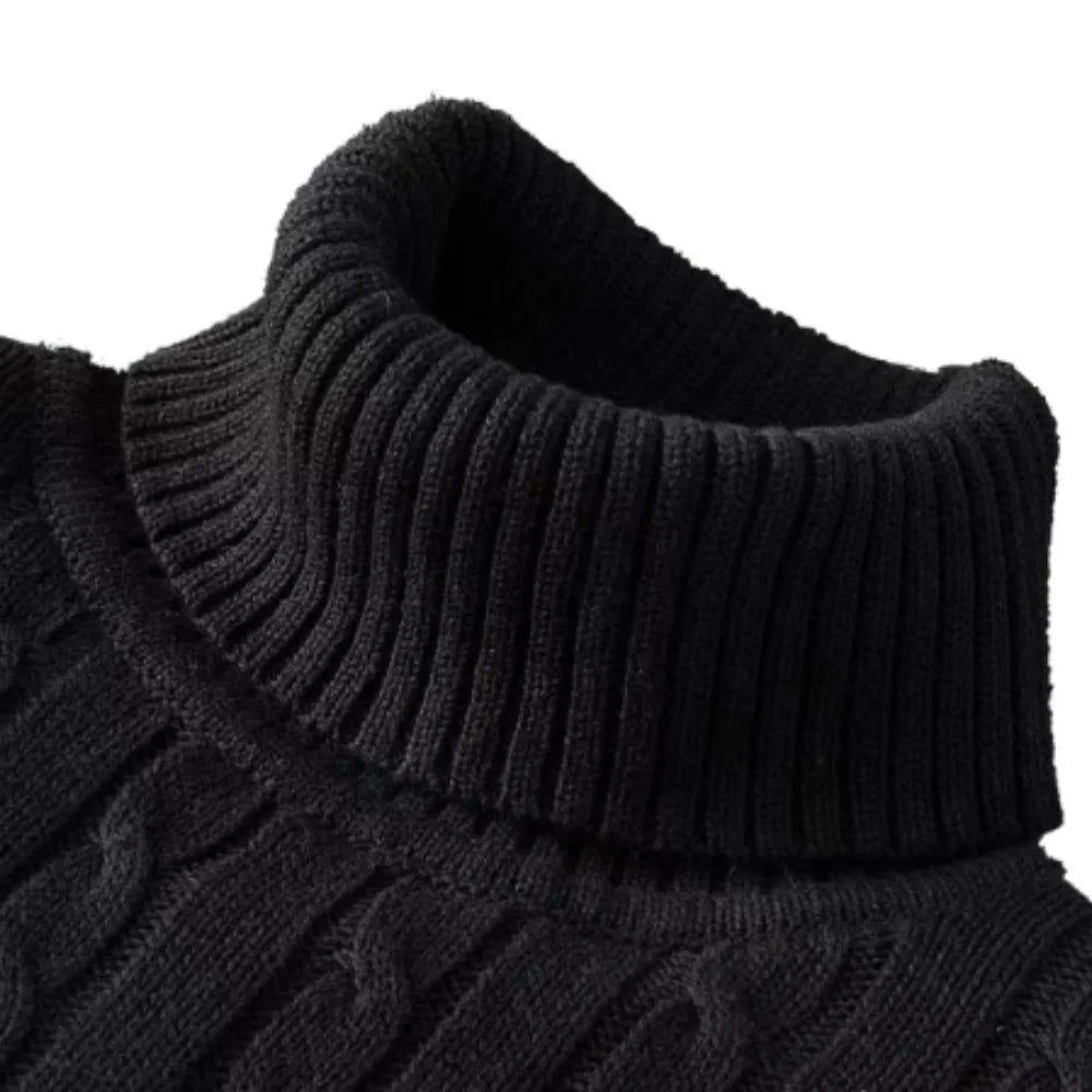 Nuevo suéter de cuello alto para hombre – Jersey de punto en color sólido, prenda casual elástica para otoño e invierno