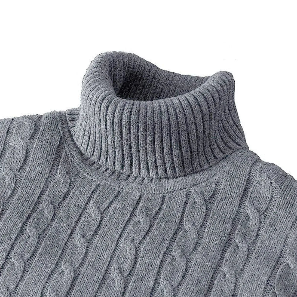 Nuevo suéter de cuello alto para hombre – Jersey de punto en color sólido, prenda casual elástica para otoño e invierno